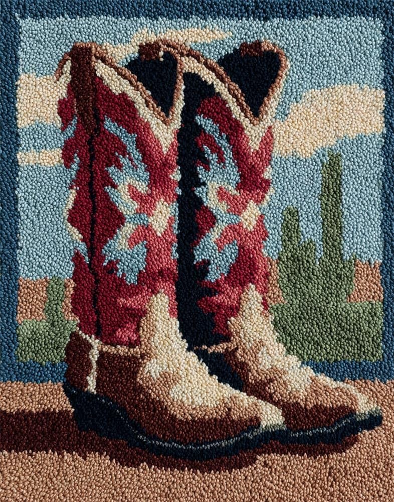 FWRTYCB Latch Hook Kits 20X15Inchboots DIY Latch Hook Rug Kit, Cross Stitch Rug Making Kit, Carpet Making Crochet Kits Embroidery Kits Needlework Crafts for Home Decor