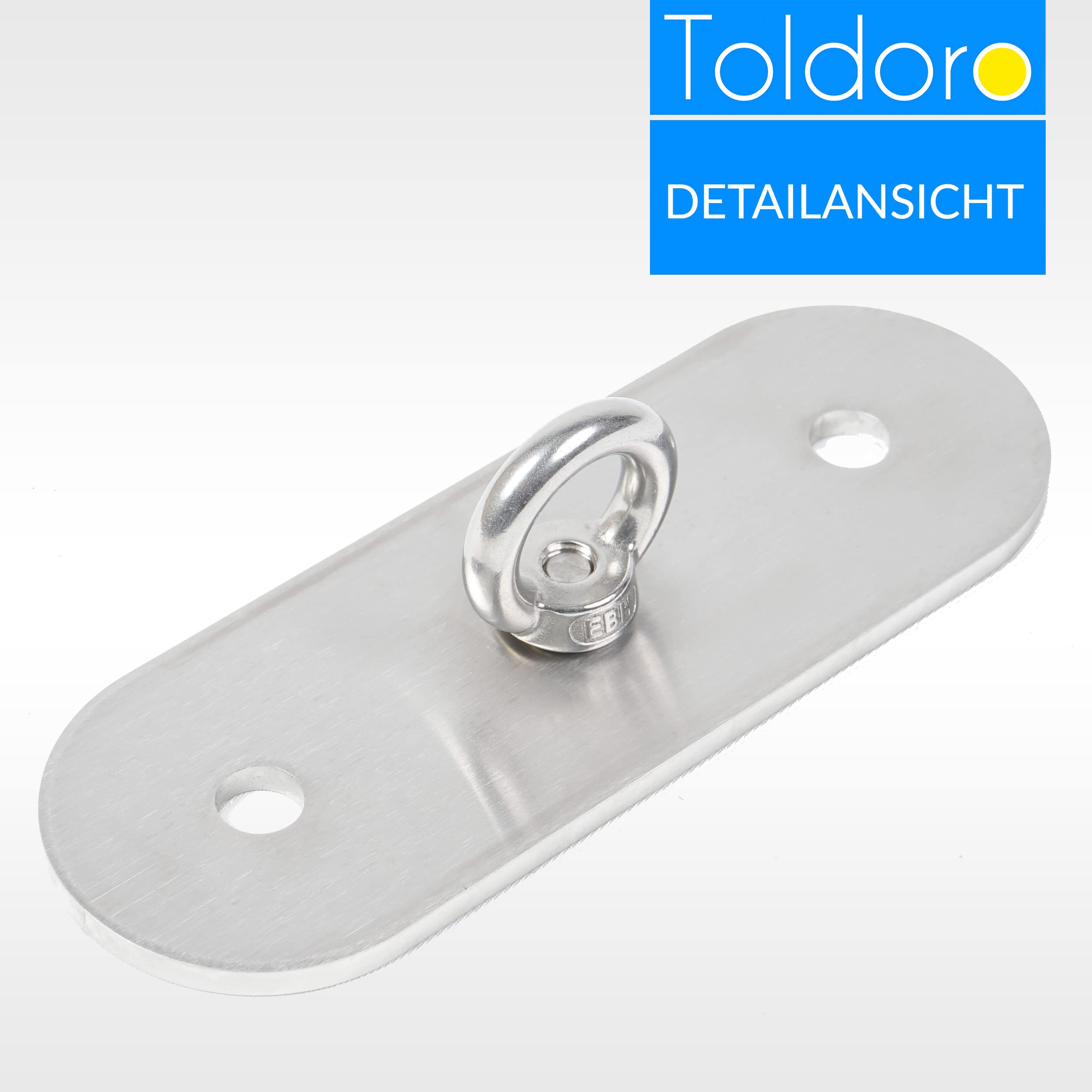 Toldoro Stabile Decken- & Wandhalterung für Sonnensegel, Hängesessel, Hängematte etc. aus Edelstahl V2A (mit Befestigungsmaterial)