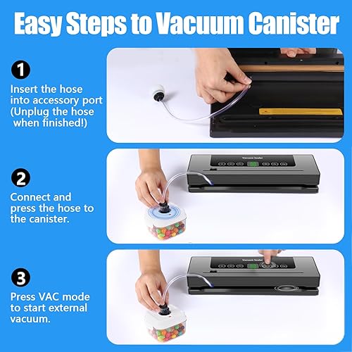 Miniatura 8 de Máquina selladora al vacío para alimentos  Barra de sellado extra larga de 12.6 in  Potente succión de -65 kPa  Modos secos y húmedos  Cortador