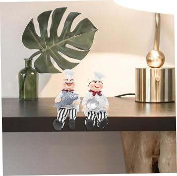 2pcs Chef Figurine Decor Whimsical Fat Chef Statue for Kitchen Decor Living Room Bedroom