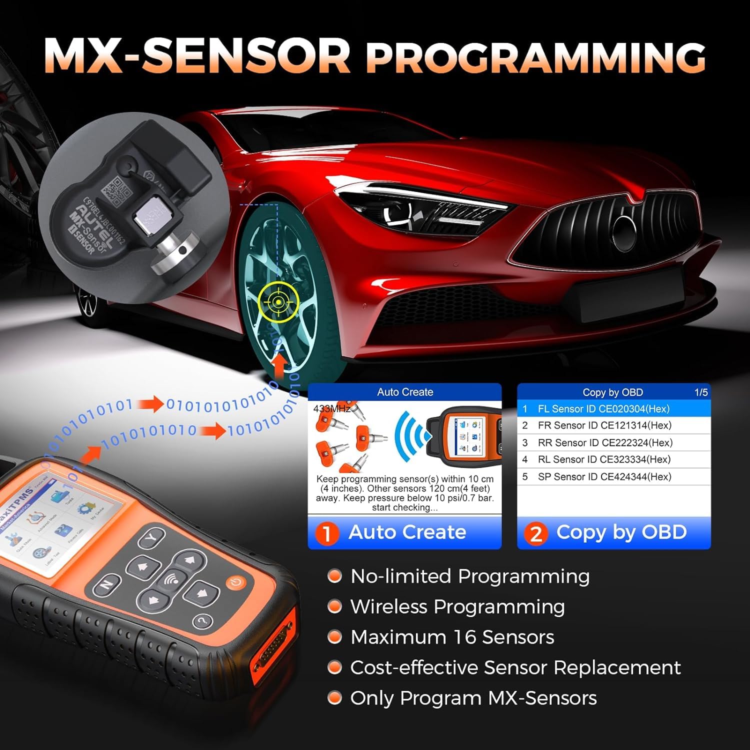 Herramienta de Programación OTOFIX TireGO 808 TPMS, Reaprendizaje, Activación de Todos Los Sensores, Programa MX-Sensor, Diagnóstico y Reinicio de TPMS, Actualización Gratuita con un Clic