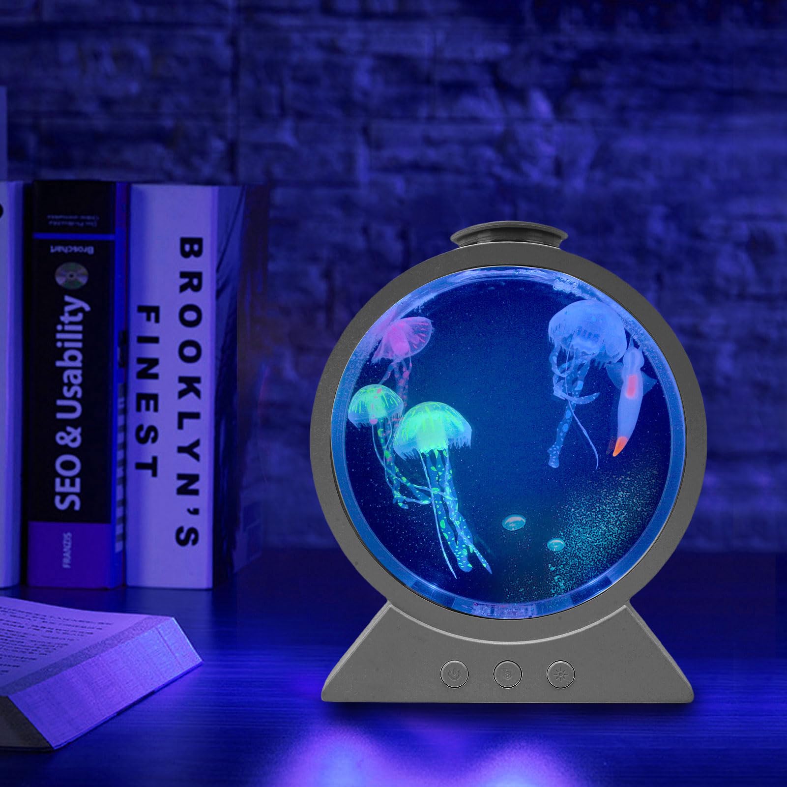 Elprico Lampada per Gelatine, Fritta di Gelatina Fantasy a LED, 7 a Colori Decorazioni per Lampada da Tavolo Jellyfish, Lampada da Notte di Rotonde per Bambini Grandi Regali per Bambini