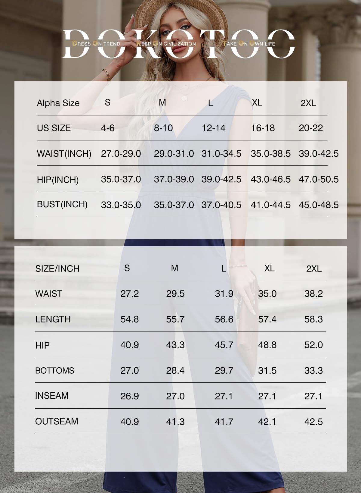 Dokotoo Sleeveless Jumpsuit Wrapped V Neck Elegant for Womens Dressy Casual 2025 One Piece Romper Outfits