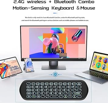 iPazzPort Air Mouse & Bluetooth Universal Remote, Backlit 2.4G USB Remote Control, for PC, Android, Smart TV, HTPC, Raspberry Pi 5