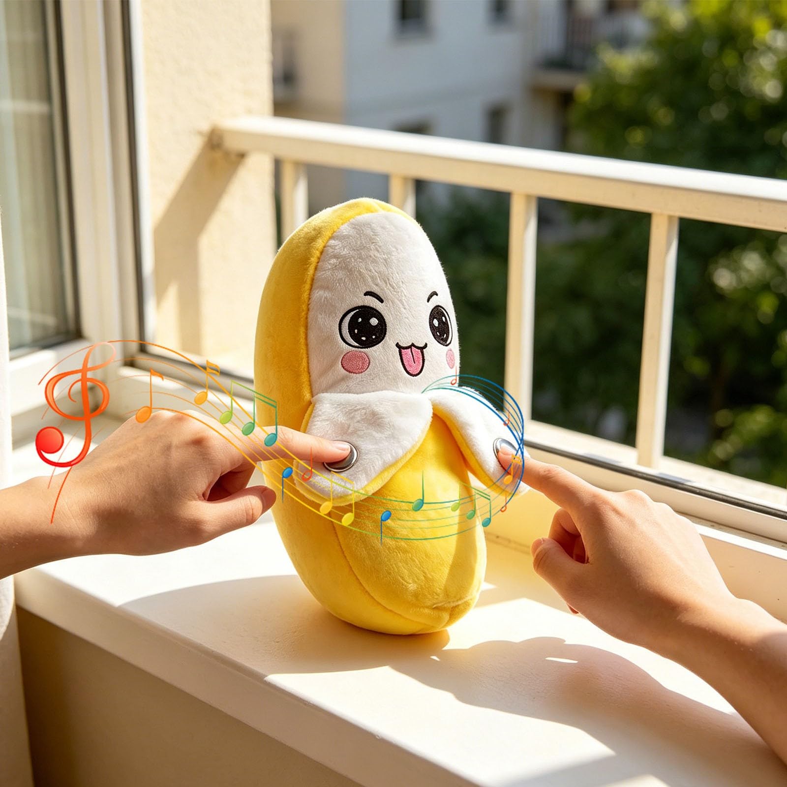 Interactive Music Plush Toy Banana, Interactive Music Plush Banana, Soft Musical Beat Doll, Musical Beat Sensing Doll, Fun and Birthday Gifts Suitable for Multiplayer interaction (EYEOPEN)