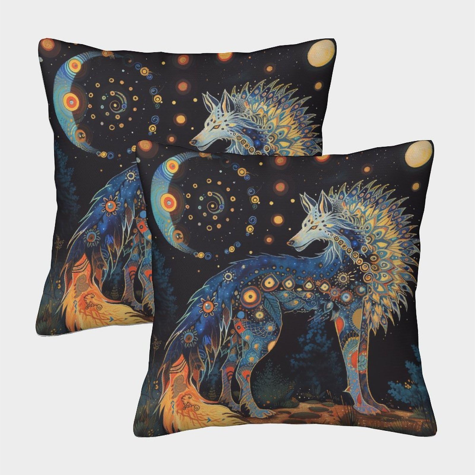 kaiyun 2 Pack Beasts of The Far North Pillow Case Home Decoration Sofa Wolf Cushion Cover 40x40cm
