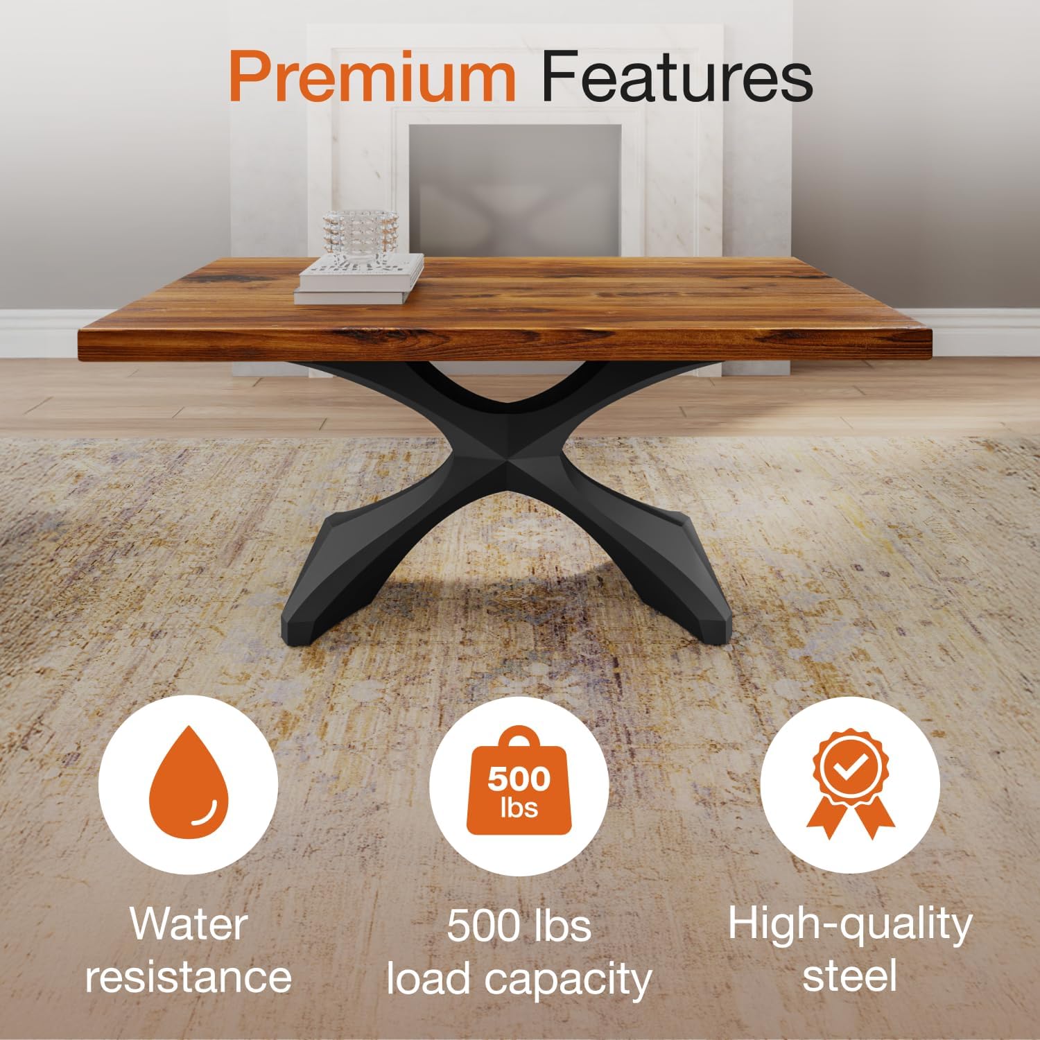 Flowyline 16" H 221 Xerxes Handcrafted Black Metal Table Legs and Bases for Coffee Tables | Steel Table Base | Rust-Resistant, Adjustable Furniture Legs | DIY Mid-Century Modern Indoor/Outdoor