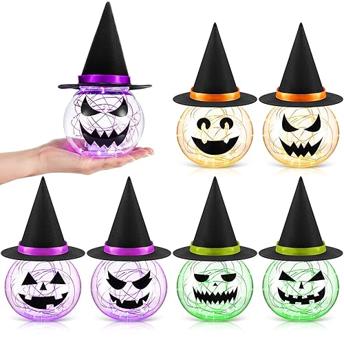 LemonRoad 6 Pack Halloween LED Jack O Lantern Table Decor