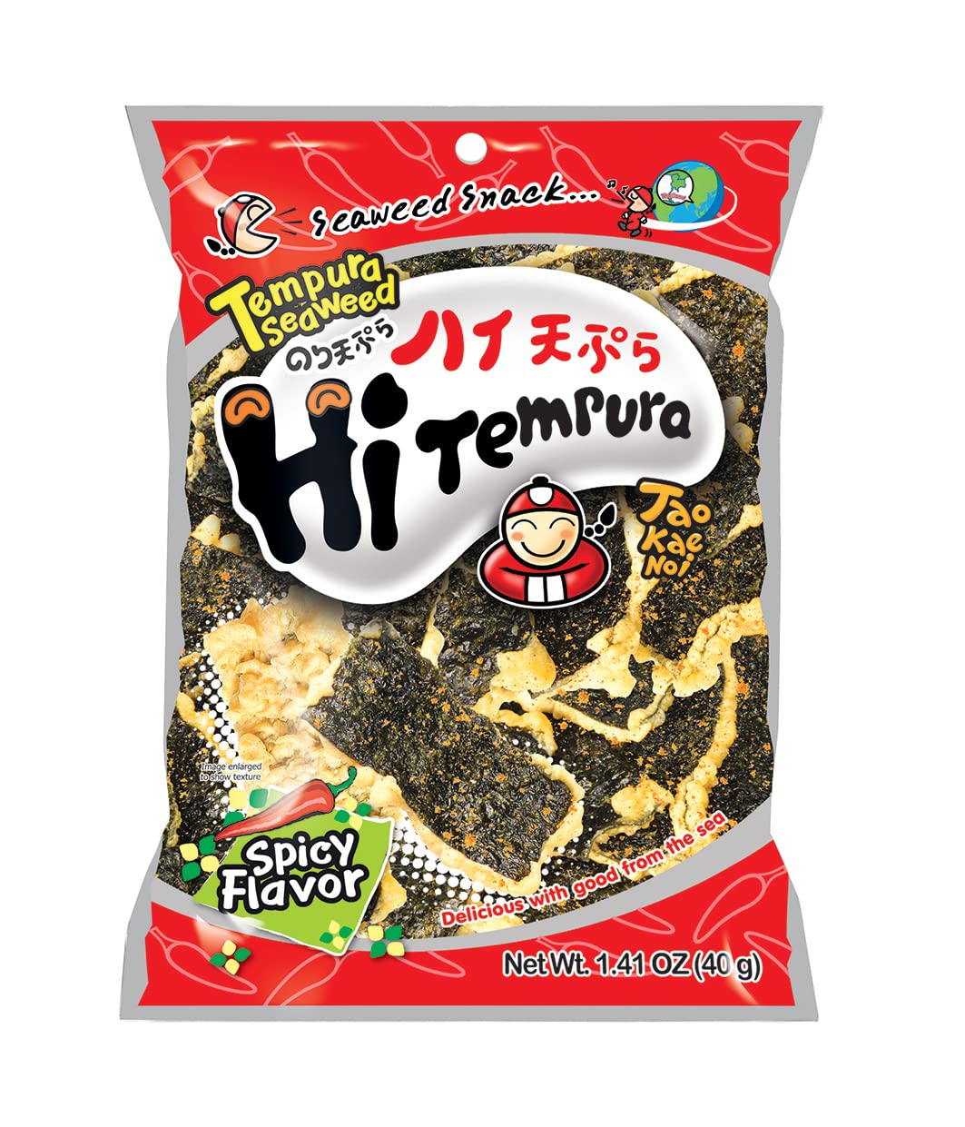 40g Seetang Snack TEMPURA SPICY knusprige Seealgen zum Knabbern Tao Kae