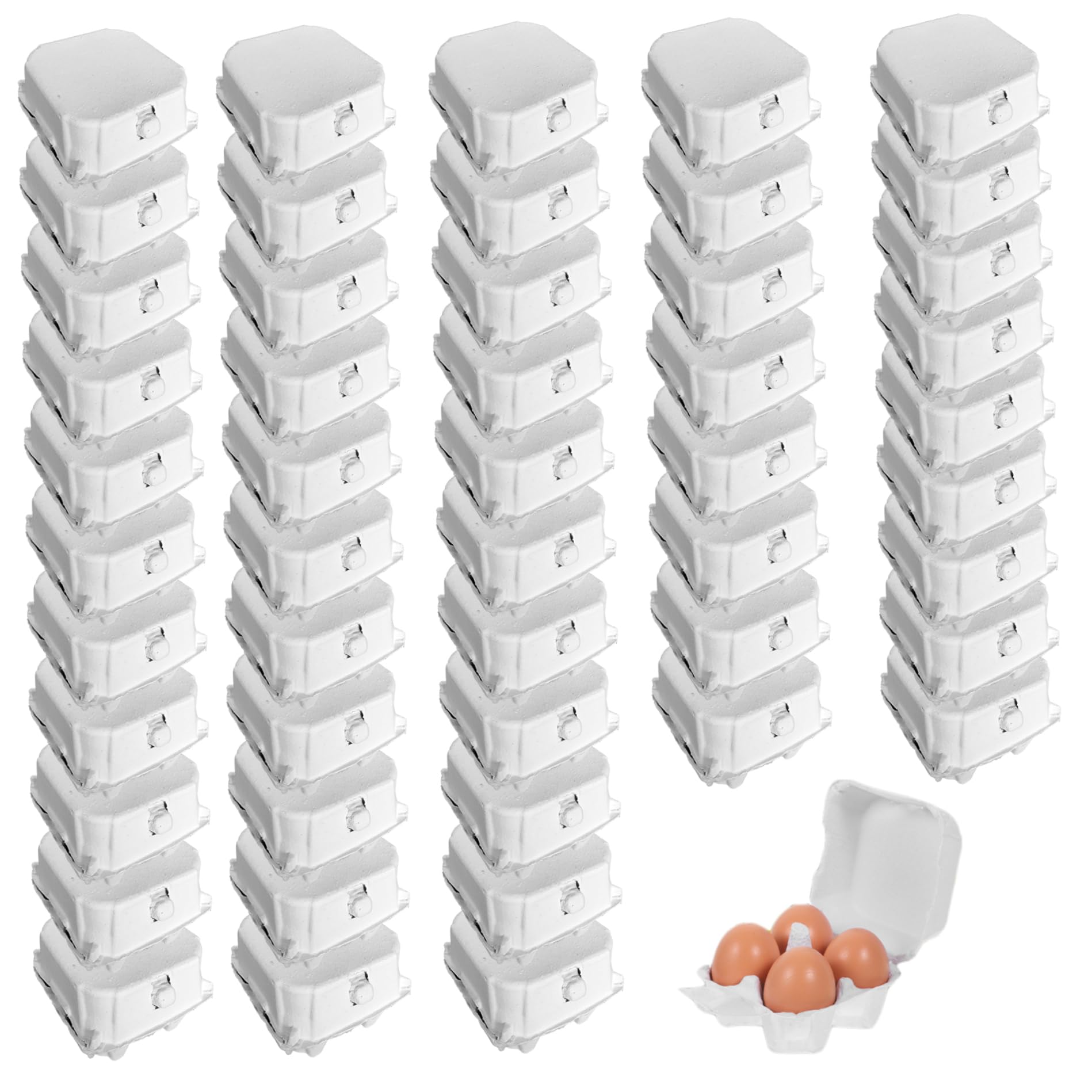 Sjfbebsy 50Pcs 4 Count Egg Carton Reusable Paper Egg Cartons with Lockable Lid Storage Easter Box for Storage, Delivery, Fridge, Kitchen Countertop