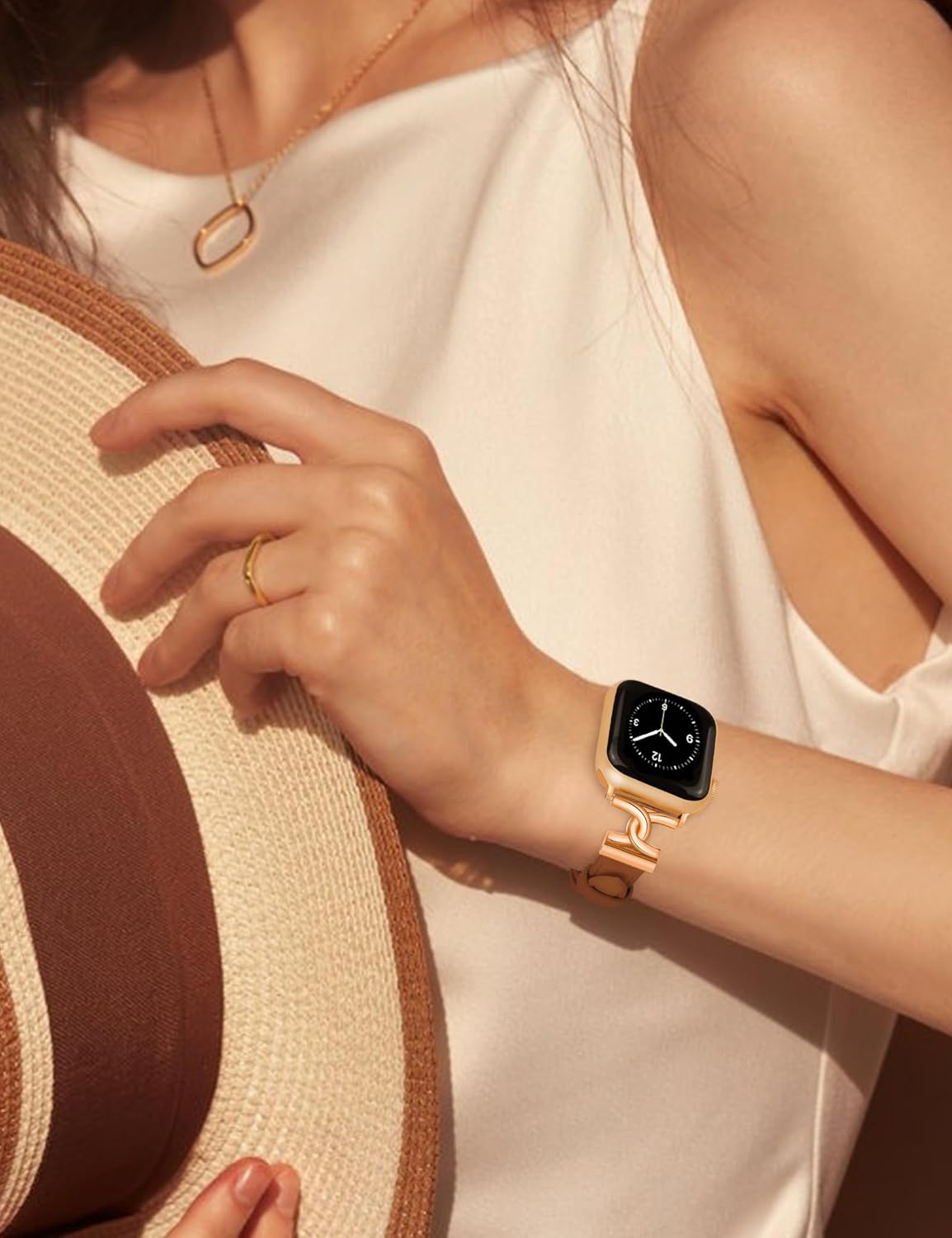 Leather Band Compatible with Apple Watch Bands Women 38/40/41/42/44/45/46/49mm Dressy Designer Leather Strap with H-Shape Metal Buckle for iWatch Series 11 10 9 8 7 6 5 4 SE/Ultra 3 2 1 - Image 8