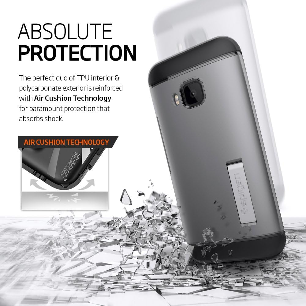 Spigen Slim Armor HTC One M9 Case with Kickstand and Air Cushion Technology Hybrid Drop Protection for HTC One M9 2015 - Gunmetal