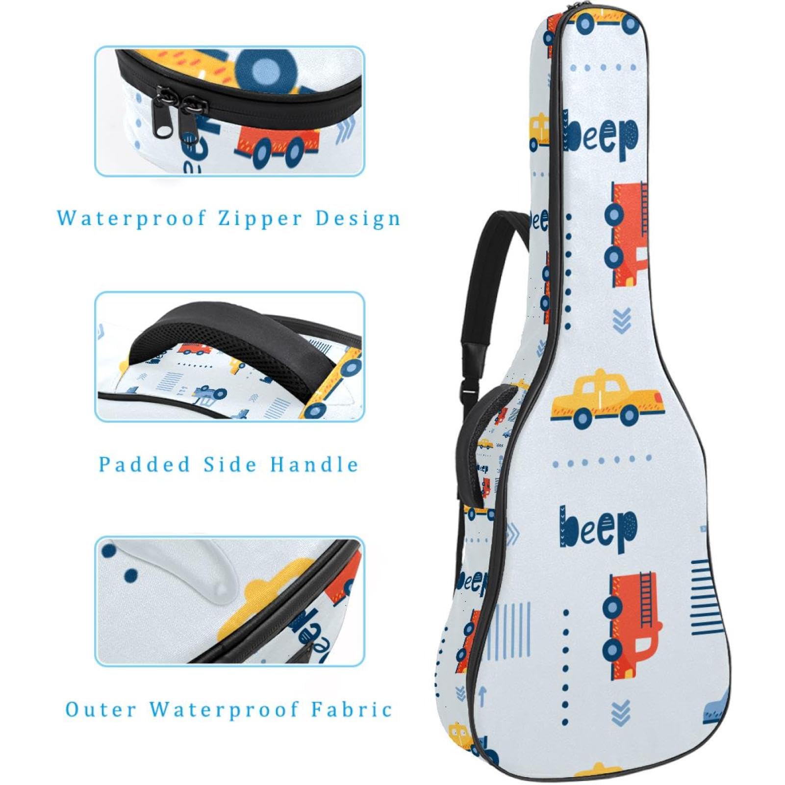 Torba na gitarę akustyczną wodoodporny plecak na gitarę grubo miękko wyściełany samochód klasyczna obudowa na gitarę, wielobarwny, 42.9x16.9x4.7 in, Organizer do torby