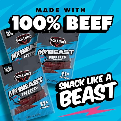 Miniatura 4 de Jack Links Bocadillos de carne de res cecina pimienta 125 onzas paquete de 10