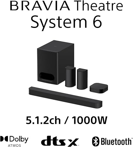 Sony BRAVIA Theatre System 6 (5.1-channel surround sound, 1000 W, with rear speaker and subwoofer, Dolby Atmos, DTS:X, AI Voice Zoom 3 with BRAVIA TV, DSEE, multi-stereo party mode) Black - 2