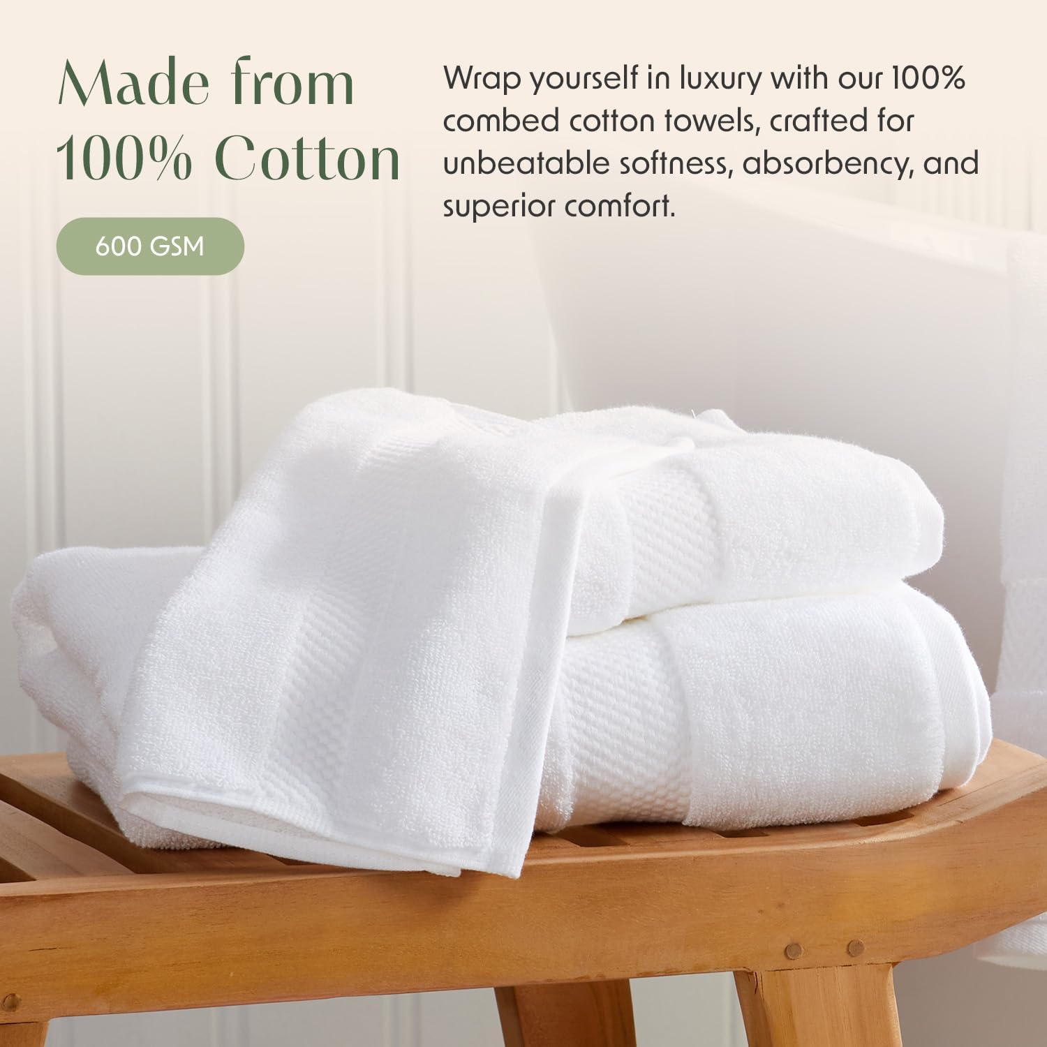 Springtree Home White Bath Towels Set of 6 | Classic Hotel Bath Towels | 100% Combed Cotton | Absorbent Quick-Dry Towels for Bathroom | Oeko-TEX® Standard 100 Cotton | Cynewski Collection - White - Image 4