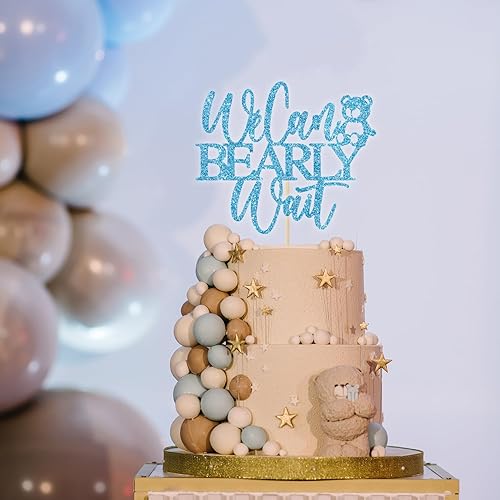 Miniatura 2 de We Can Bearly Wait - Decoración para pasteles, oso de peluche, decoración de baby shower para niños, tema de oso de bebé, baby shower, revelación de