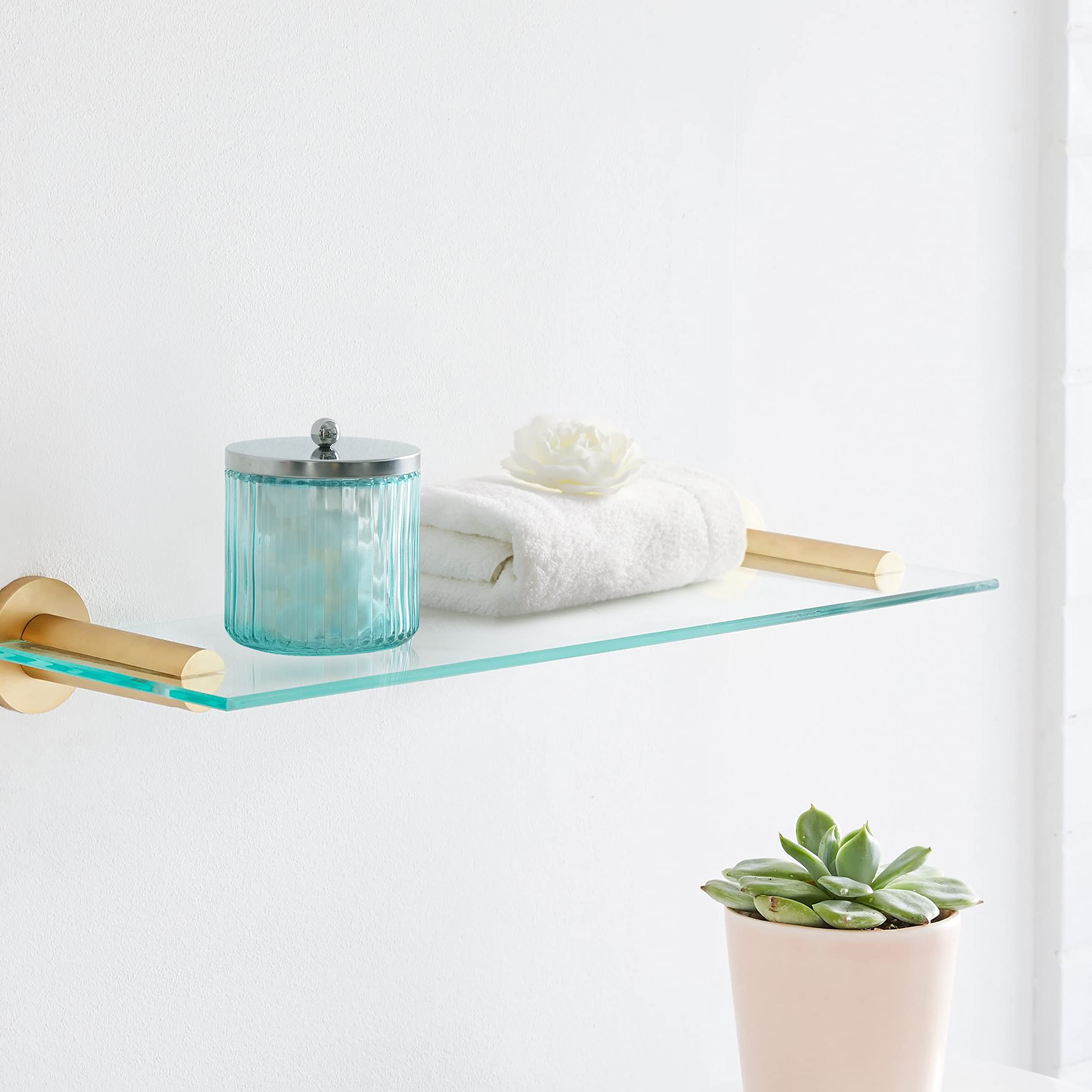 WAIT FLY Dispenser per tamponi di cotone in vetro con coperchio Q-Tips