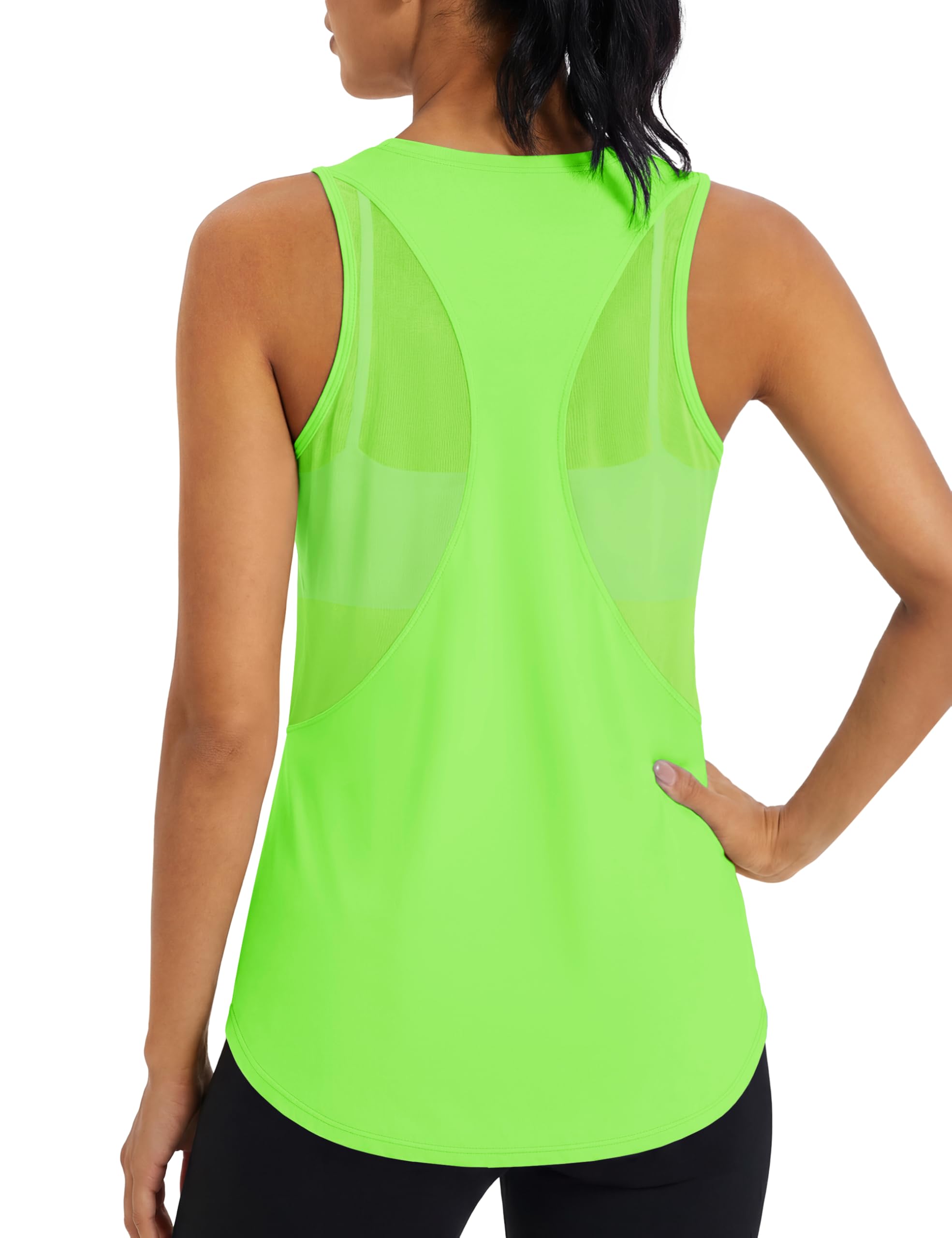 MAGCOMSEN Workout Tank Tops for Women Sleeveless Racerback Mesh Summer Dry Fit Lightweight Shirts Athletic Running Tops