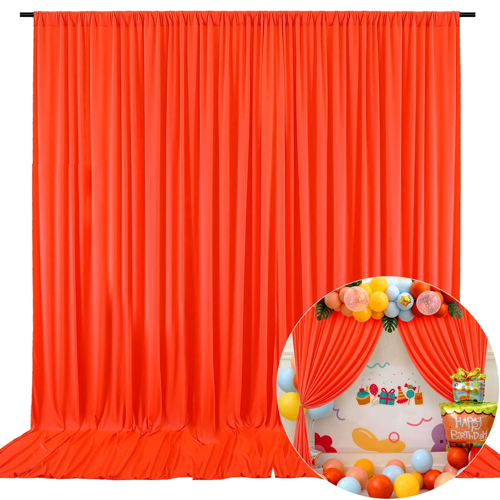 10 x 7 Feet Orange A Backdrop Curtain for Partie, Background Curtains for Photoshoot, Birthday, Wedding, Halloween, Thanksgiving, Christmas Day, New