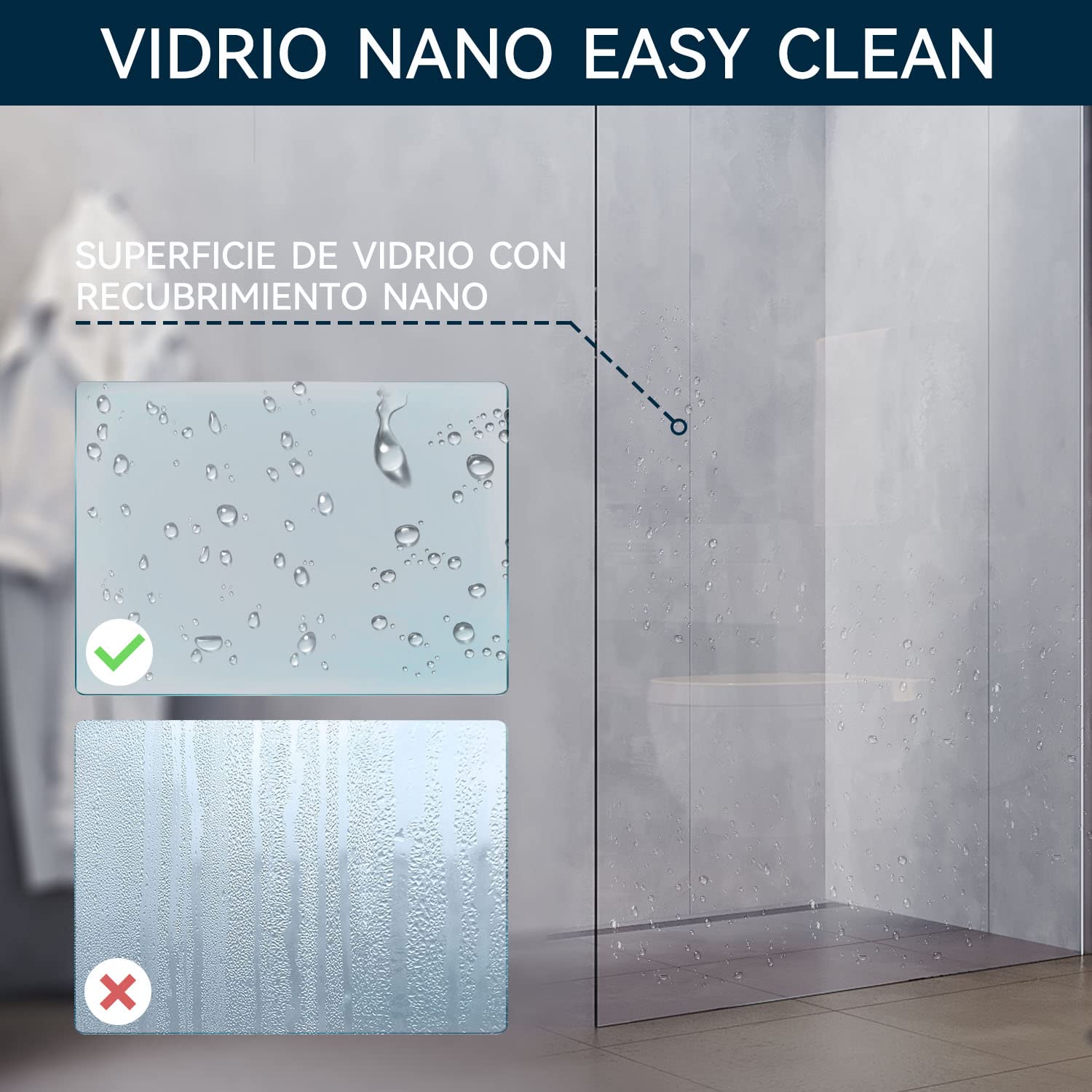 SONNI Mampara Ducha Fija Antical 70x200cm Mamparas de Ducha Frontal Cristal Templado 8mm,con Barra Estabilizadora y Perfil Aluminio