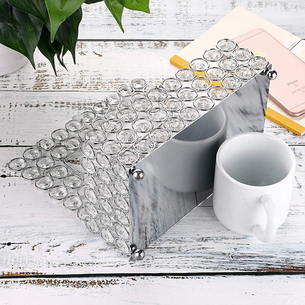 Sumnacon Rectangular Crystal Tissue Box Cover, Decorative Toliet Paper Box, Crystal Napkin Holder, Facial Tissue Holder for Bathroom/Dresser/Night Stand/Desk/Table, Silver : Home & Kitchen