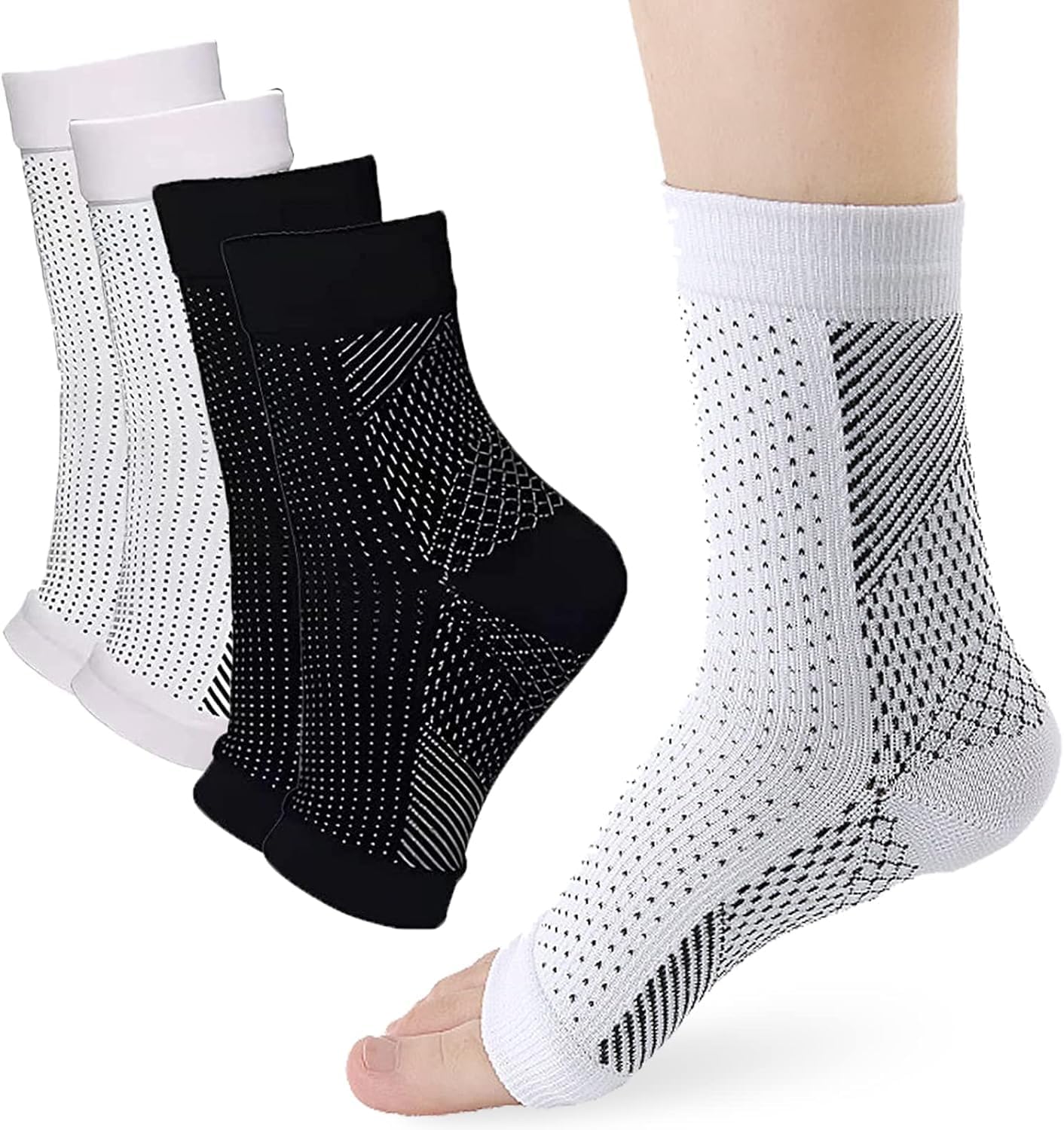 Functional Socks for Neuropathy - 2 Pairs Functional Socks, New Ankle Compression Sleeve, Comprex Ankle Sleeves Women Men