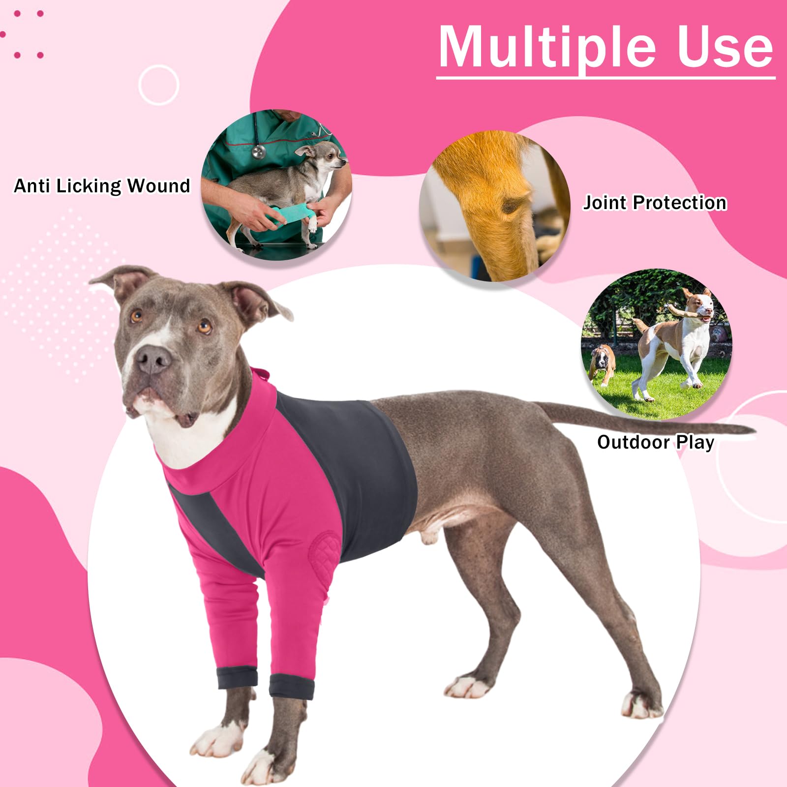LeLePet Dog Surgery Recovery Suit, Anti-Lick Leg Wound Protector for Dogs Medical Pet Shirt - Image 4