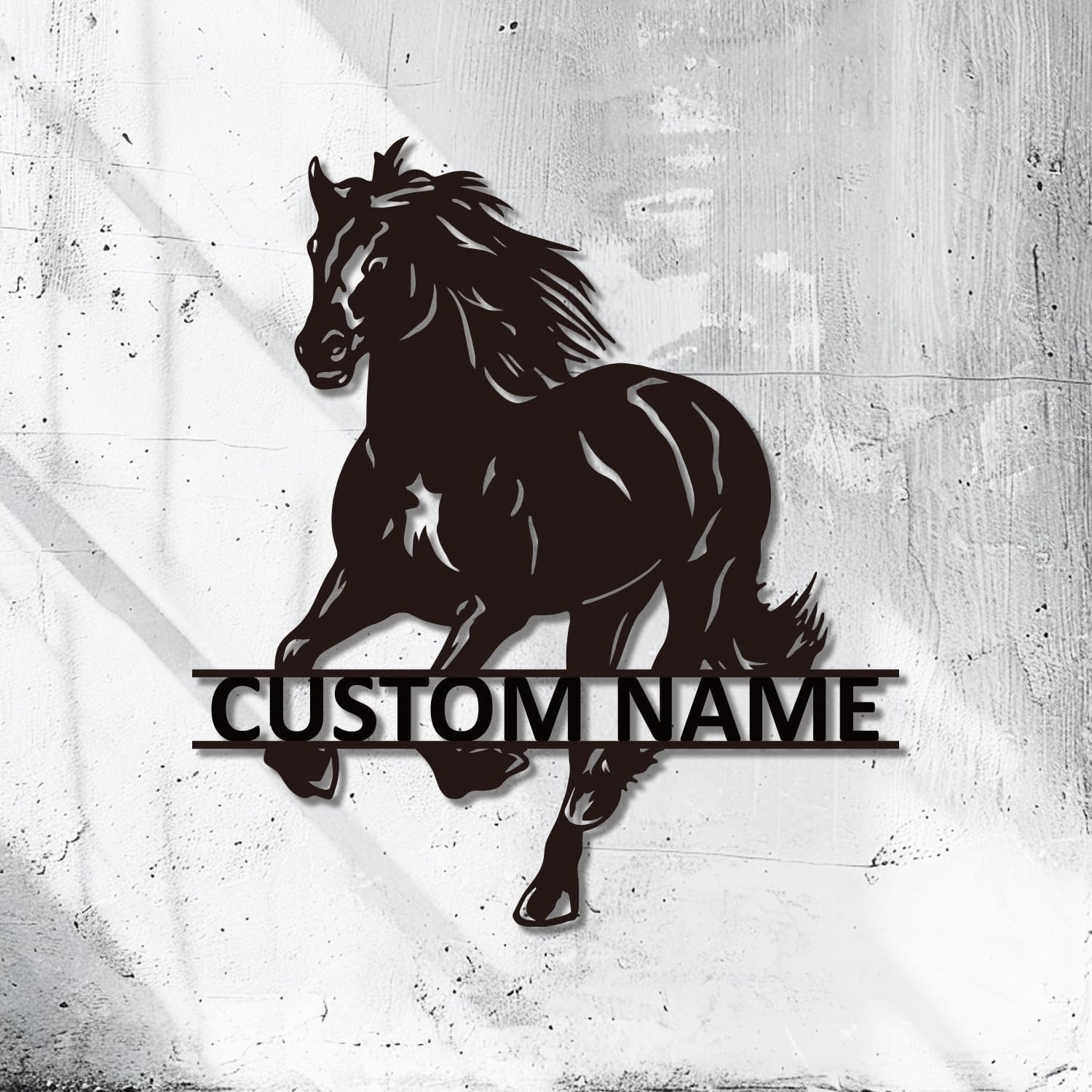 Personalized Custom Horse Metal Wall Decoration, Horse Ranch Welcome Sign, 12 inches x 12 inches, Metal, Rustic - Image 2