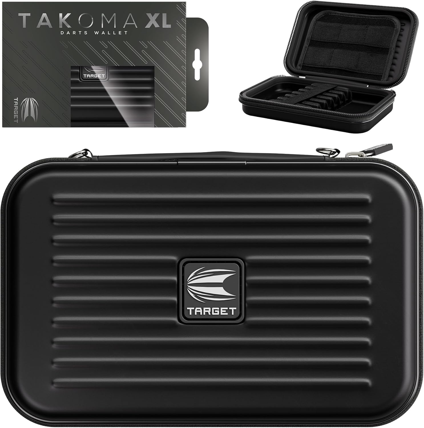 Target Darts Takoma XL Darts Wallet Case, Black – Holds 6 Darts, Protective EVA Holder with Double Zip Lock Pouches – Professional Dart Accessories
