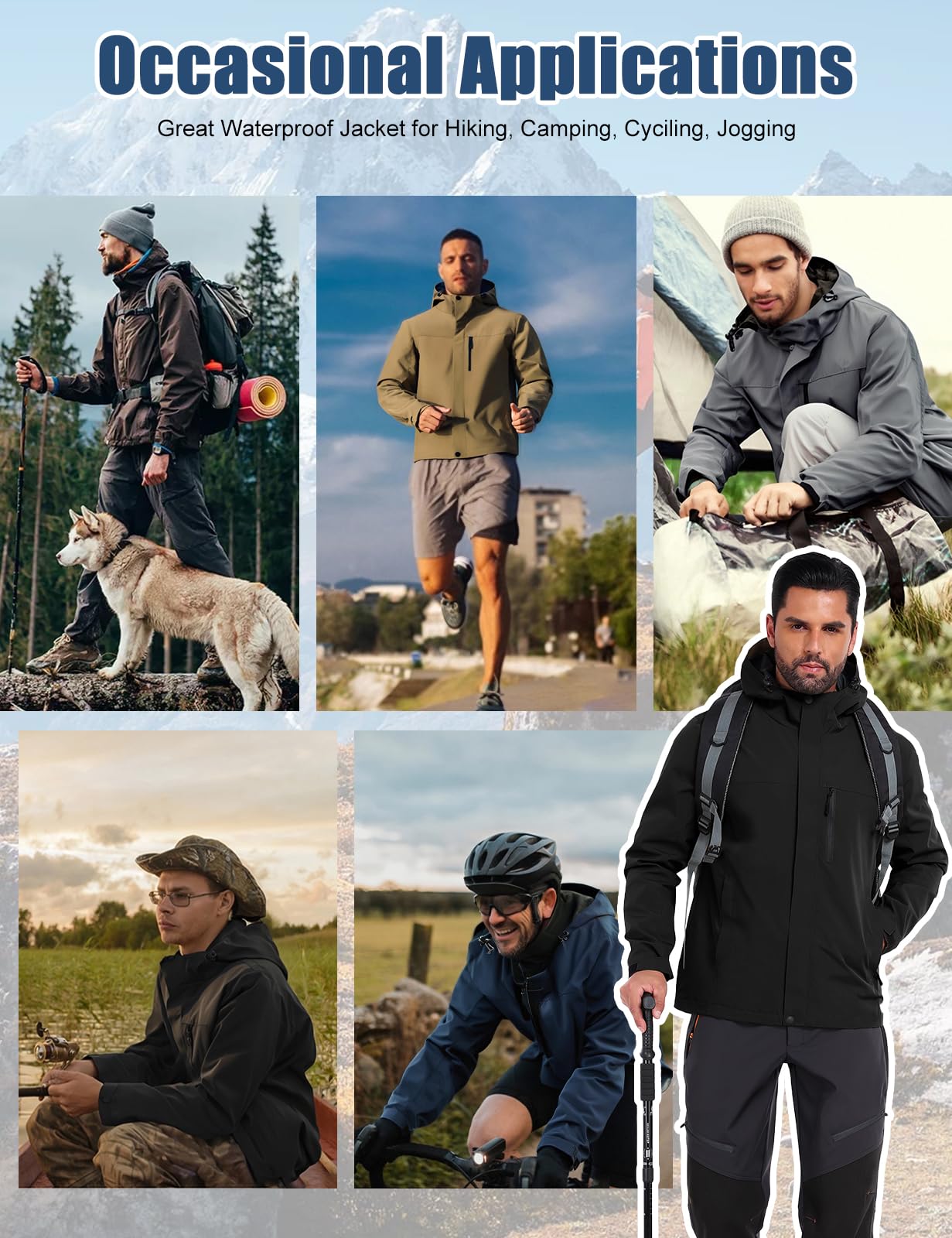 Svanco Giacca Impermeabile Antivento Uomo, Giubbotto Softshell Antipioggia Leggero per Trekking, Vento e Pioggia