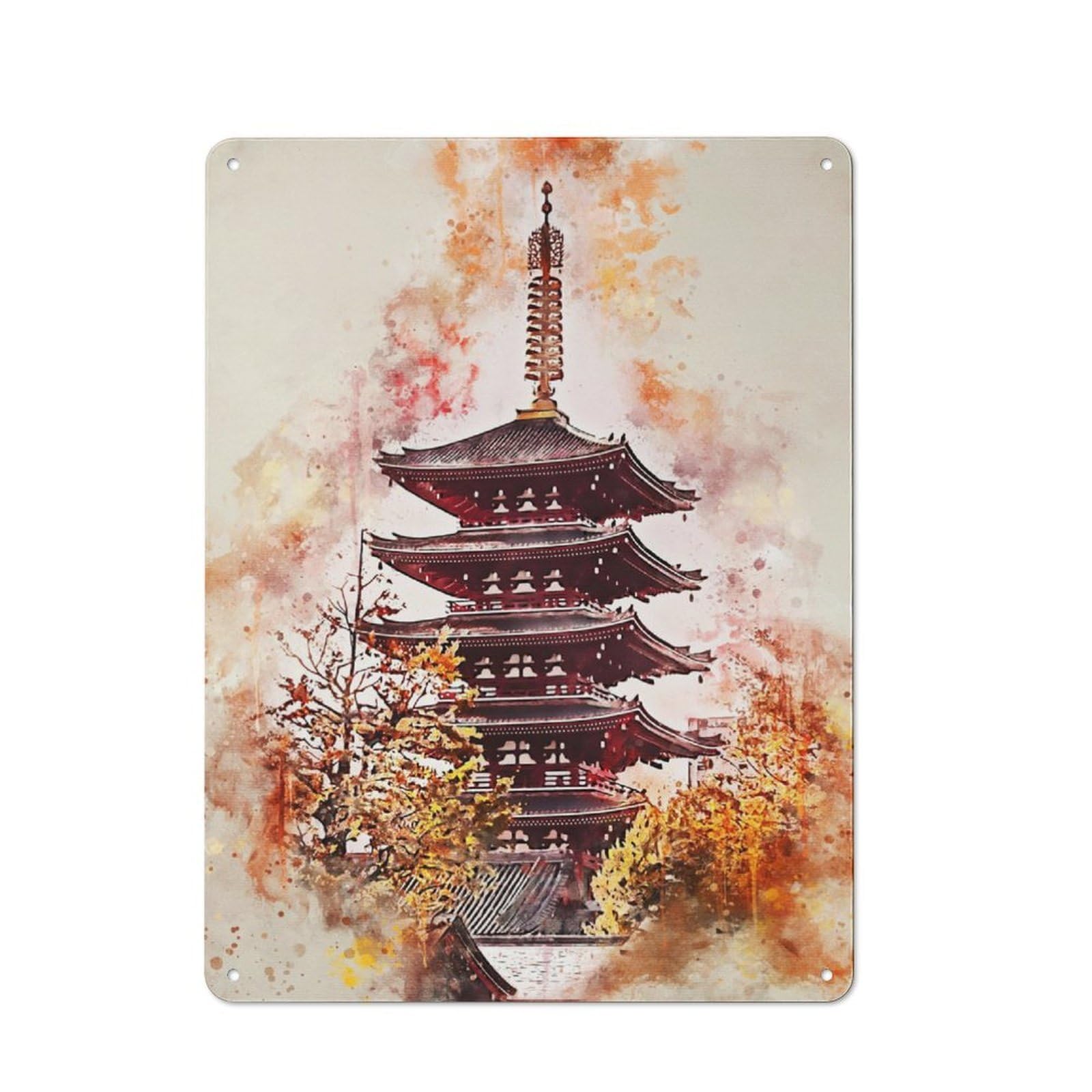 Junmoney Tokyo In Watercolor Retro Metal Plaque 40X30cm For Bar Or Restaurant, Suited To Restaurant Interior Fans