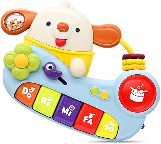 Baby Musical Puppy Piano Keyboard Toy for 6-18 Months, Sensory Toddler Toys | 15 Songs & Animal Sounds, Montessori Learning Toy for Infants, Fine Motor Skill Development, Baby Shower First Birthday Gifts