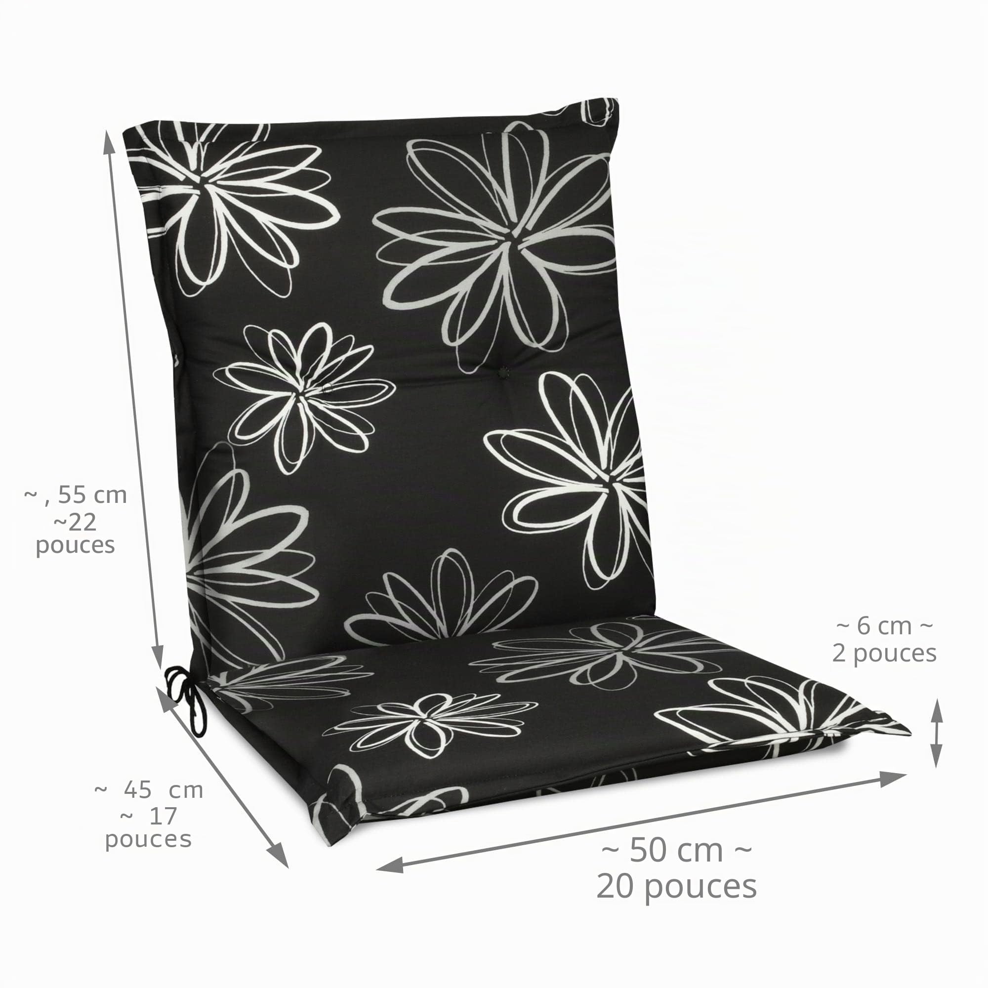 Beautissu Matelas Coussin pour Chaise Fauteuil de Jardin terrasse Flores 100x50x6cm - Set de 4 - Haut Dossier