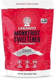 Lakanto Monk Fruit Sweetener with Erythritol, White Sugar Substitute Fro...