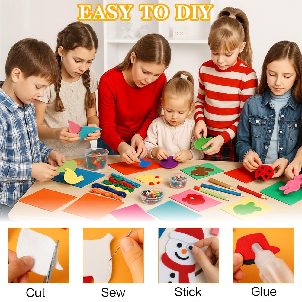 40PCS Felt Sheets, 8" x 12" Assorted Colors Felt Fabric 1mm Thick Felt Squares Felt Fabric Sheets Nonwoven Fabric Squares for Crafts Sewing DIY Patchwork DIY School Projects Home Party Decoration