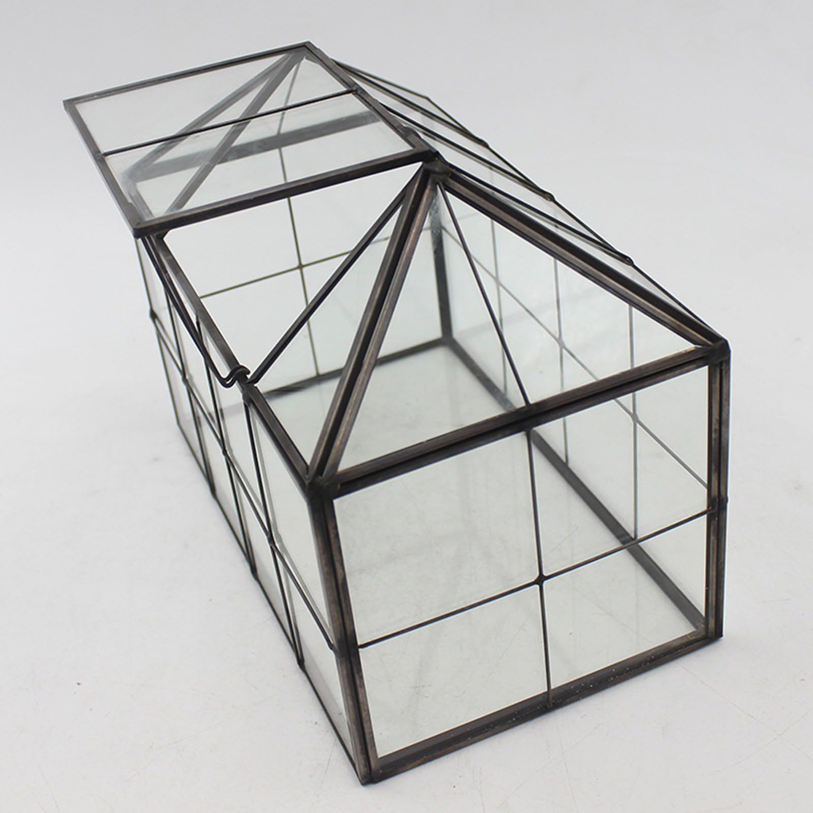 Decoración de terrario para alféizar de Ventana, Caja de exhibición de Vidrio Transparente con Techo con bisagras para diseños de Plantas, colocación de Escritorio y Uso de visualización de Anfibios,
