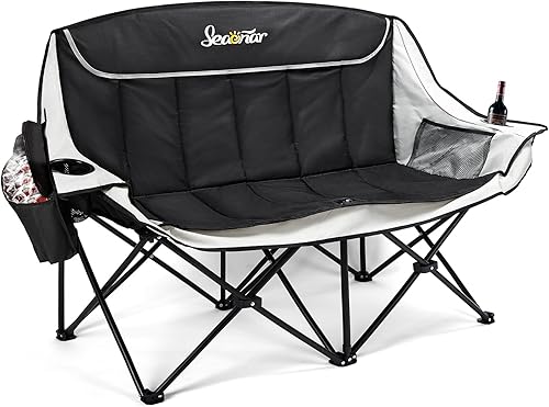 Silla de campamento doble para adultos, silla plegable al aire libre con 2 bolsas enfriadoras, soporta 500 libras, silla de campamento resistente