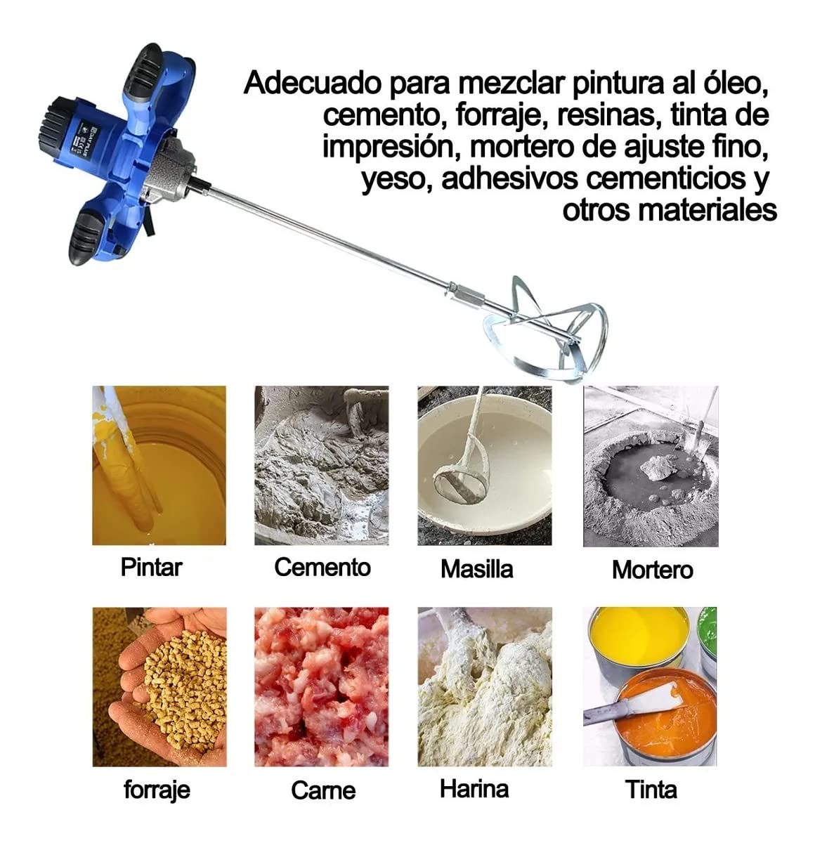 2600W Mezcladora de Mortero Eléctrica, batidora amasadora cemento portátil de hormigón para mortero, 6 velocidades ajustables