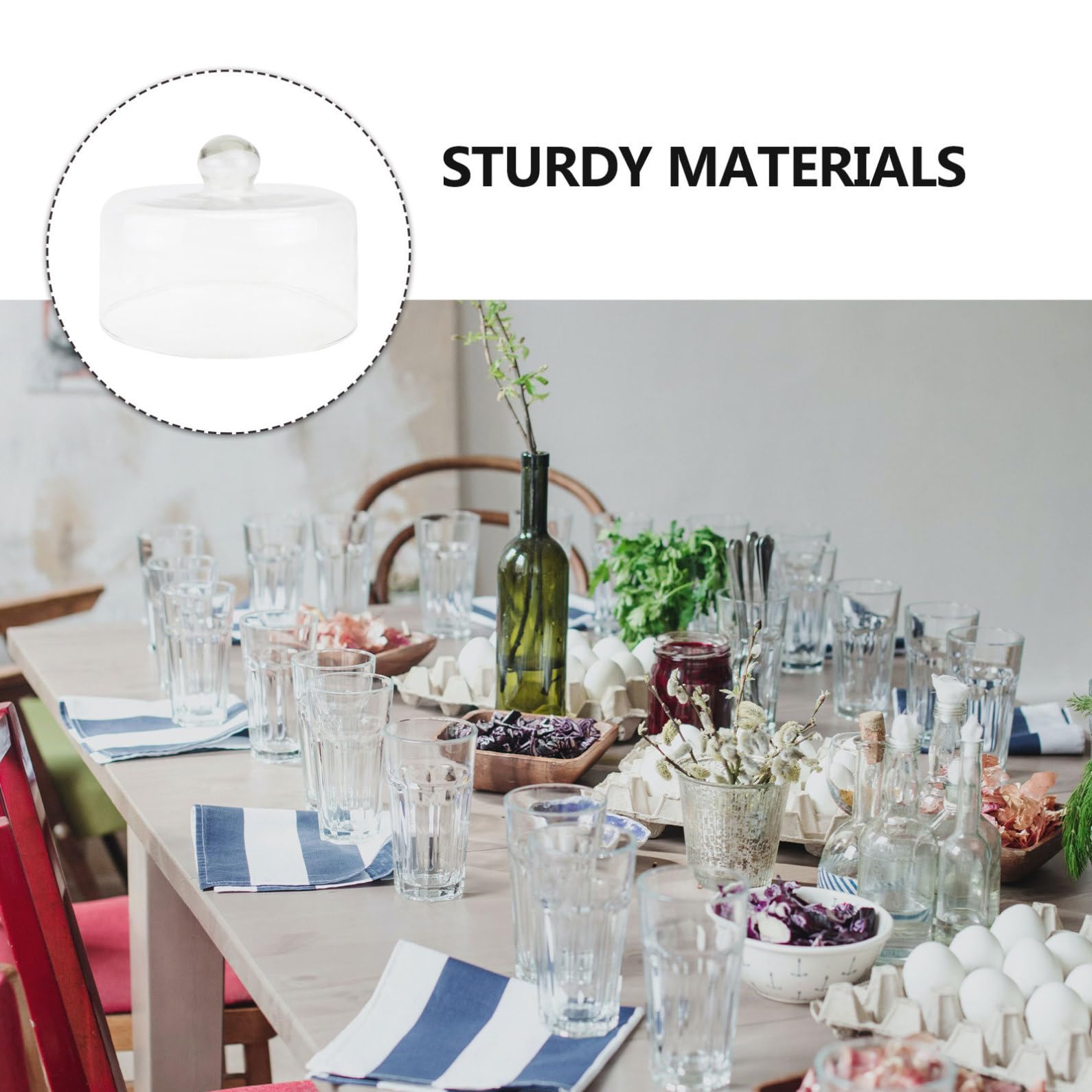 Lurrose Tapa de Vidrio para Alimentos Transparente Cobertura de Alimentos sin Plomo Diámetro 21 CM Cubierta Protectora para Pastelería y Repostería Adecuado para Picnic y Fiestas