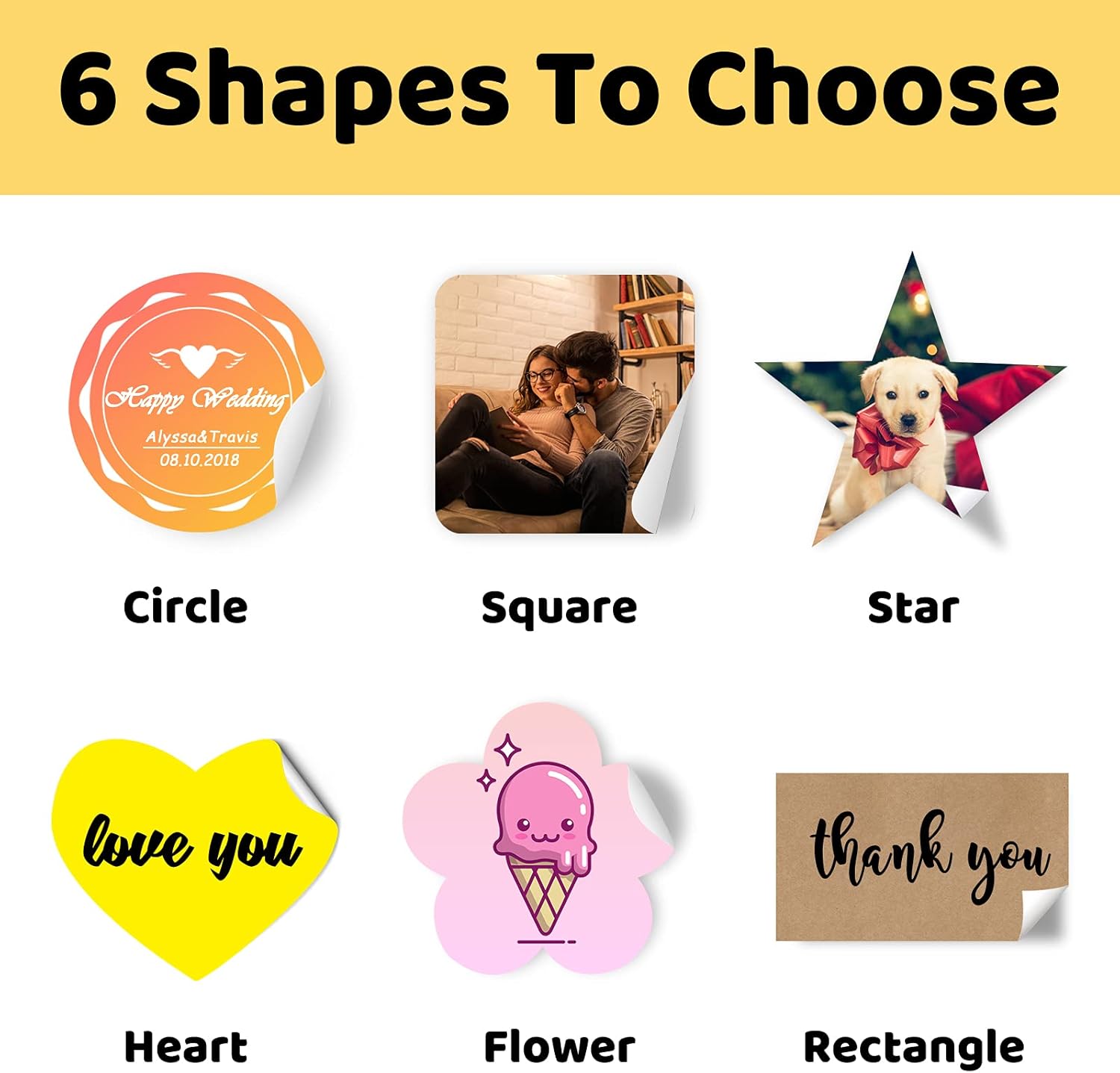 Custom Stickers Personalized Labels for Business Logo Photo Name Customized Vinyl Waterproof Stickers (Heart,4"x4")