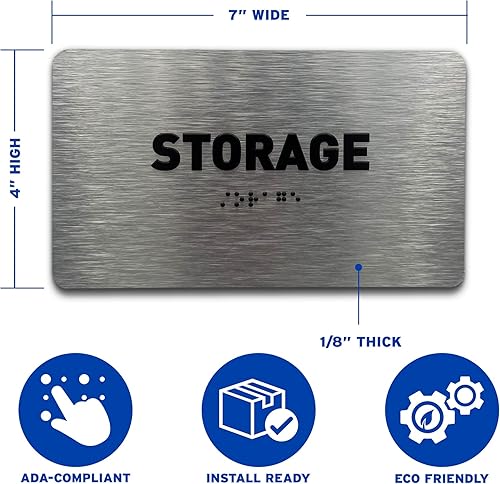 Miniatura 3 de GDS - Letrero de sala de equipamiento compatible con ADA, iconos elevados y braille de grado 2, incluye tiras adhesivas para una fácil instalación,