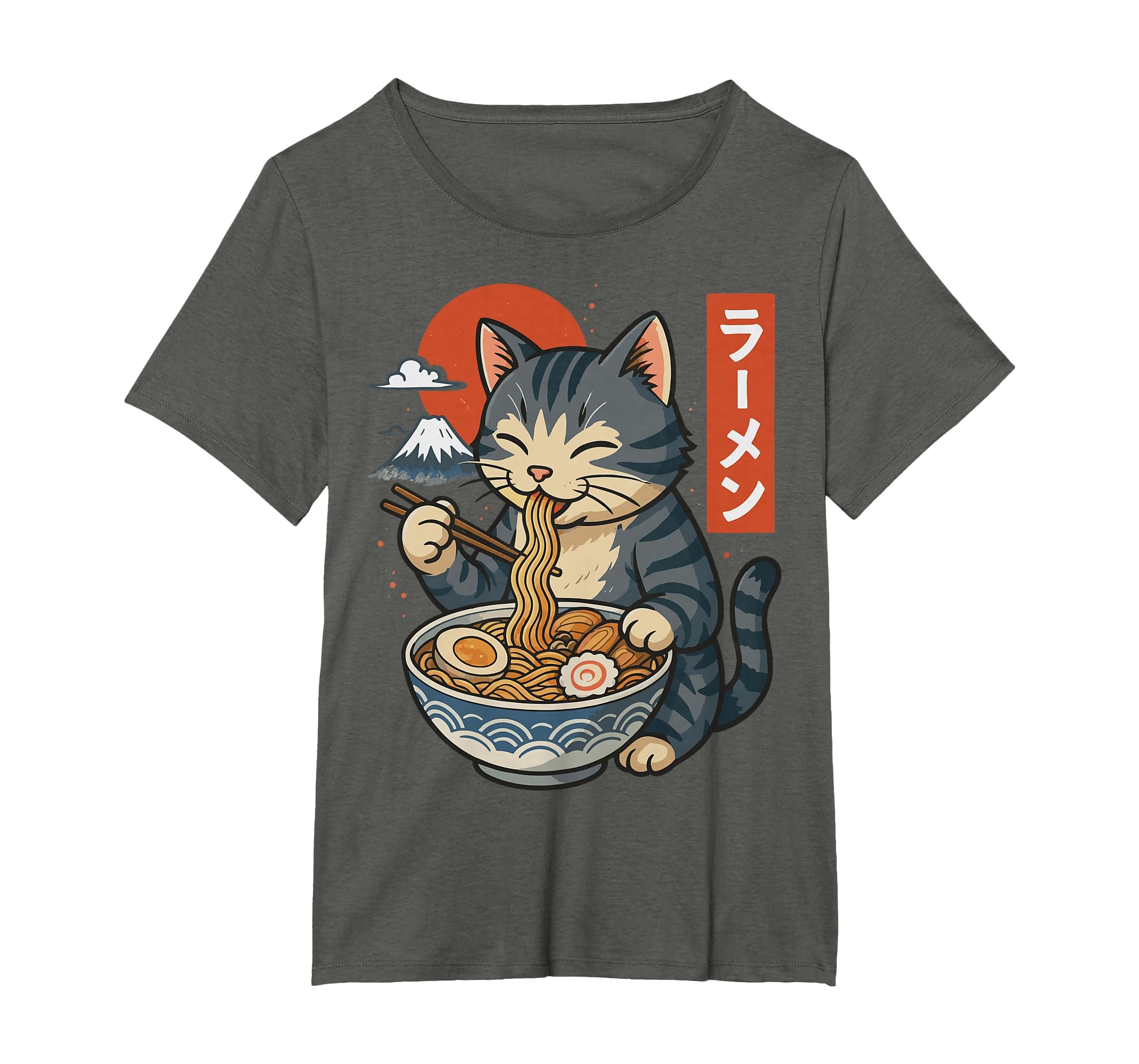 Anime Cat Eating Ramen Retro Kawaii Ramen Cat T-Shirt