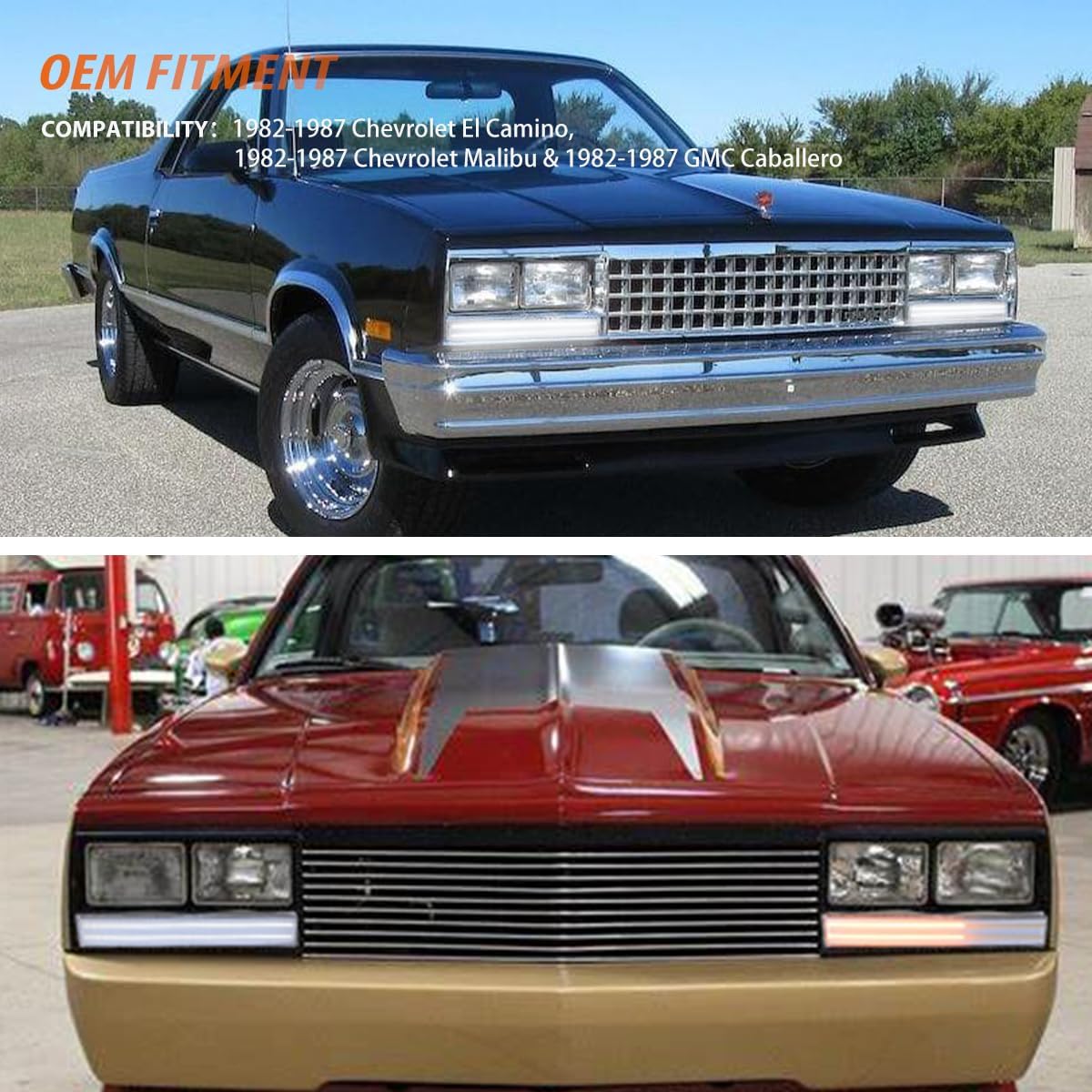 ADIIL For 1982-1987 Chevrolet El Camino Malibu Caballero Clear Lens Switchback LED DRL Turn Signal Lights - Image 7