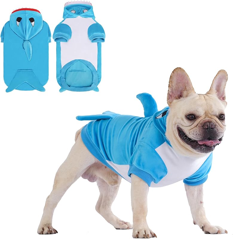Fantasia de Tubarão para Cães KOOLTAIL com Capuz, Moletom de Fleece Azul Tamanho S