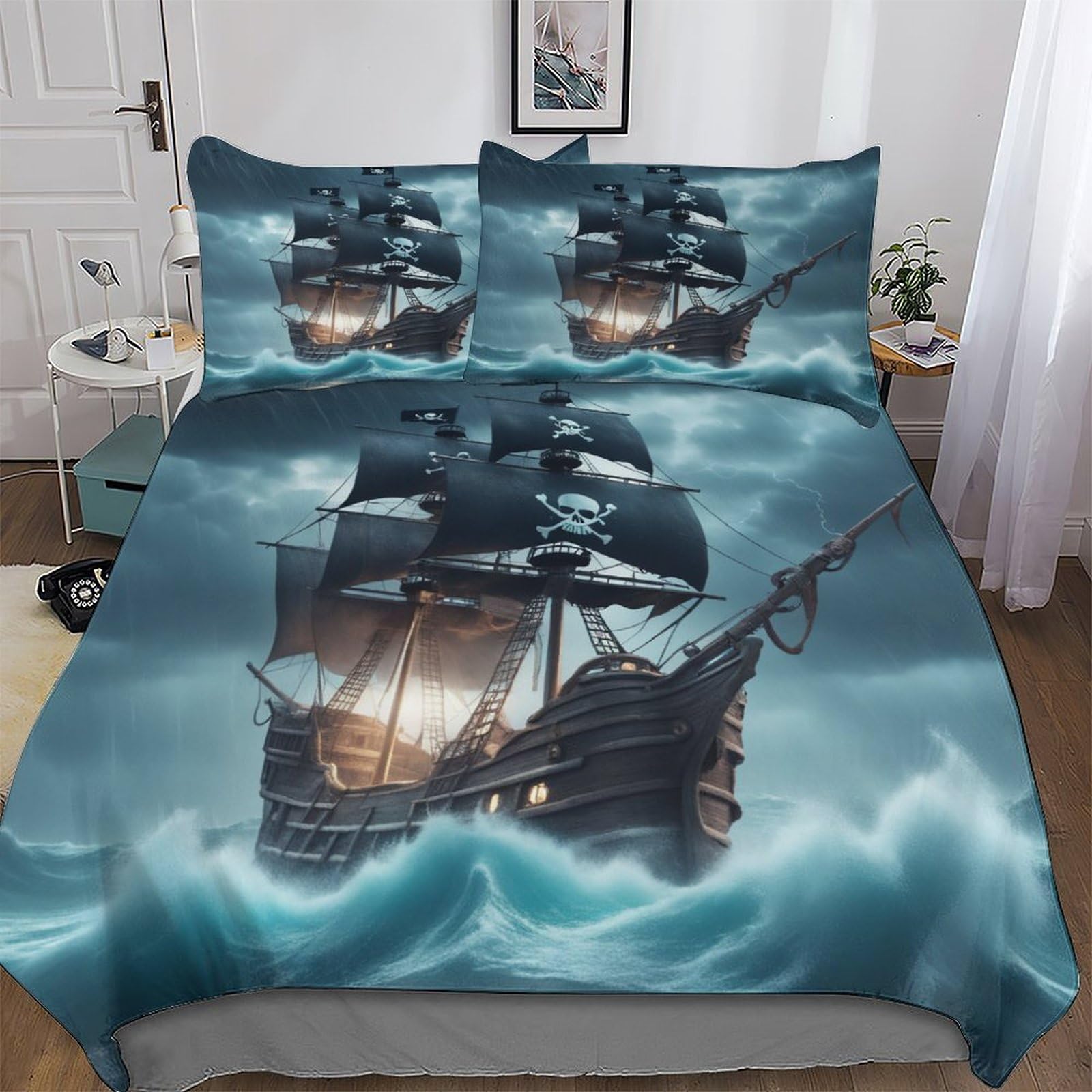Linge de lit voilier en microfibre de coton douce avec housse de couette 3D