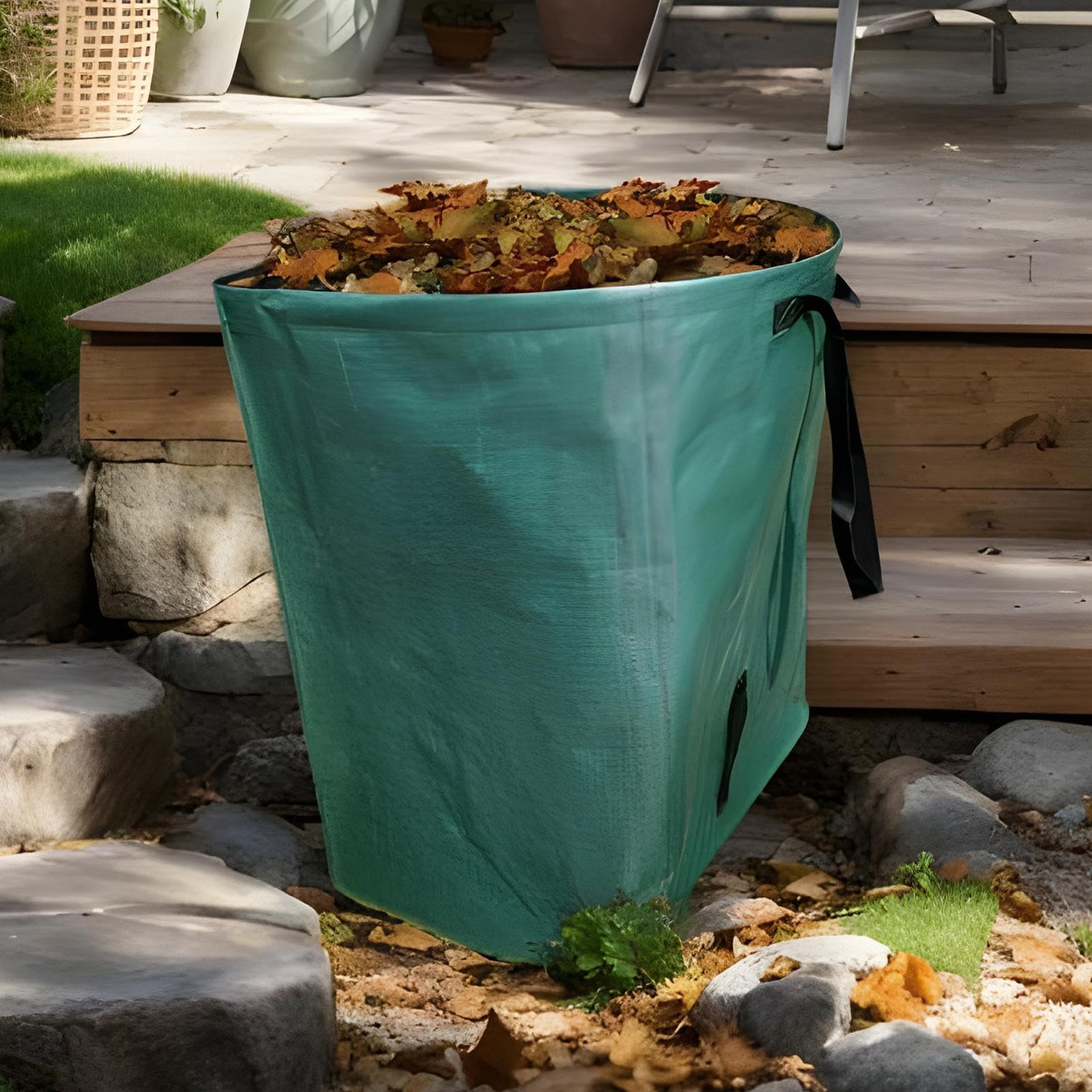 Grande paletta per raccogliere foglie, pulizia efficiente del cortile, 70 x 55 x 40 cm, borsa da giardino per raccogliere tagliata, detriti paesaggistici e rifiuti per la cura del