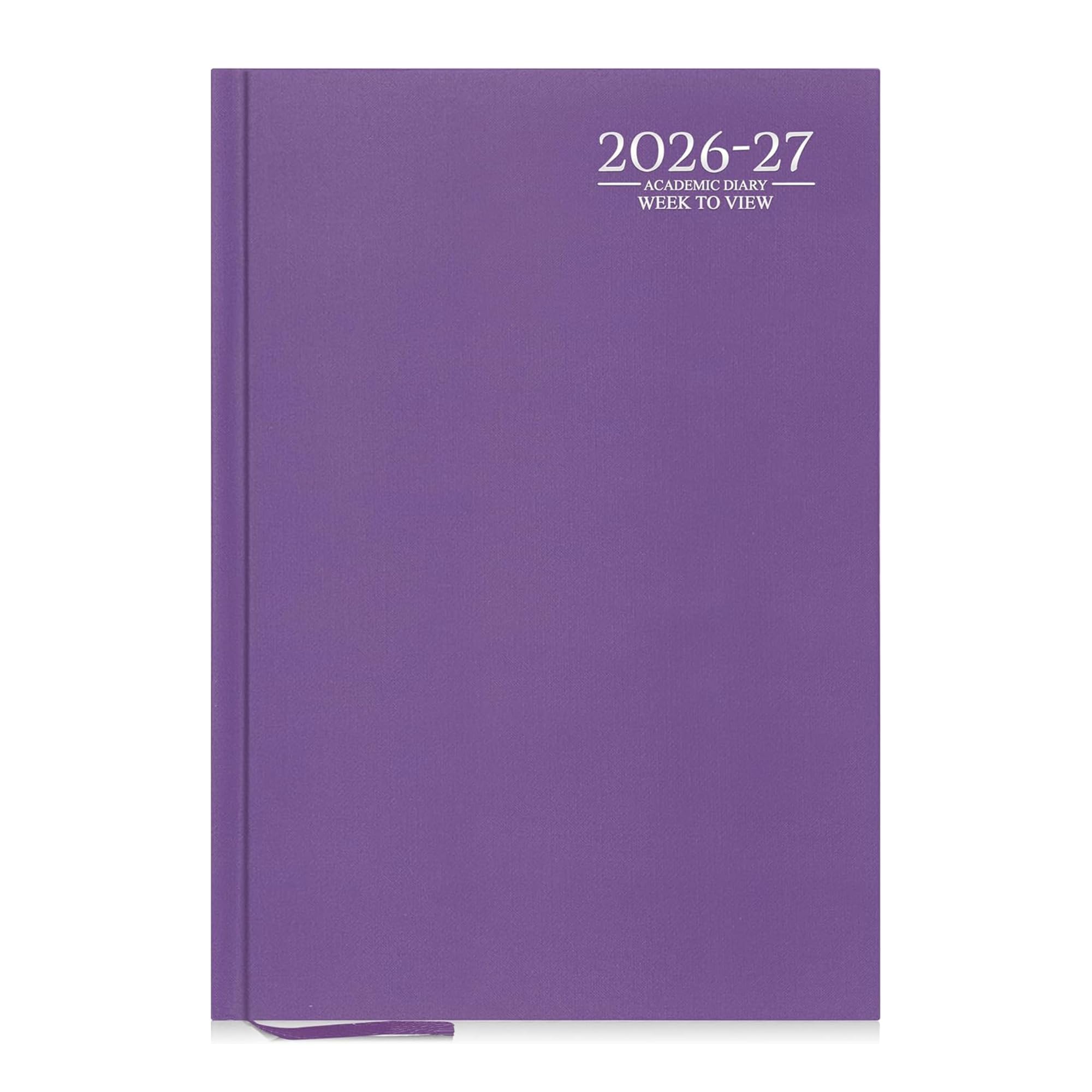 TB1 2026–2027 Academic Diary A4 Day A Page Purple Hardback, Planner August 2026 to July 2027, Student & Teacher School Diary, Timetable, Appointment, Study, Lesson & Coursework Organiser