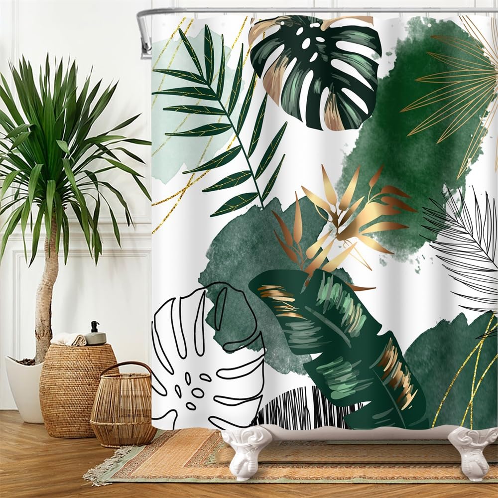 Uiiooazy Green Gold Shower Curtain - Image 3