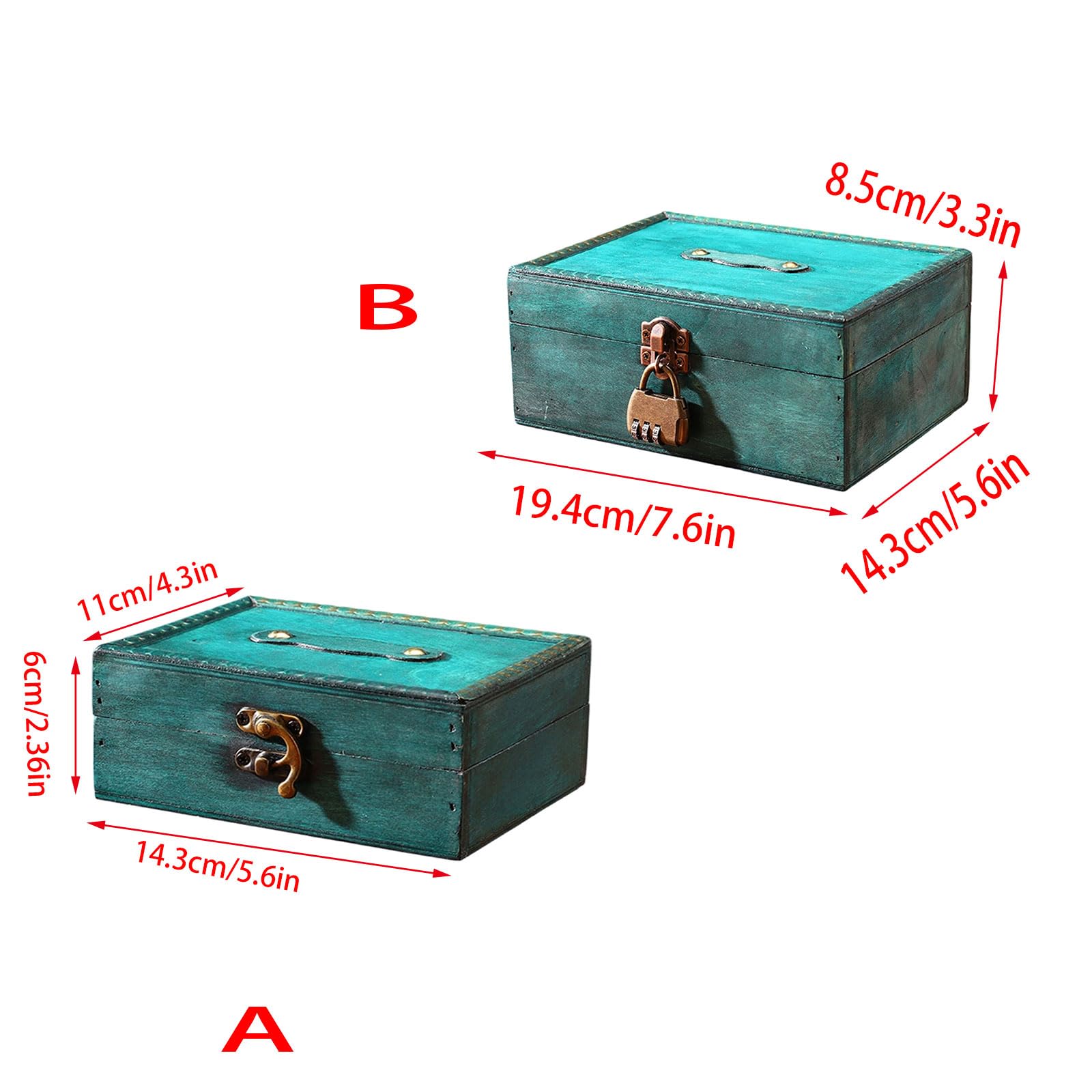 Caja de Almacenamiento de Joyas de Madera Antigua con Cerradura para decoración de la Oficina en hogar Soporte de Recuerdos en Cofre de Madera con Mecanismo de Cerradura Caja de Almacenamiento